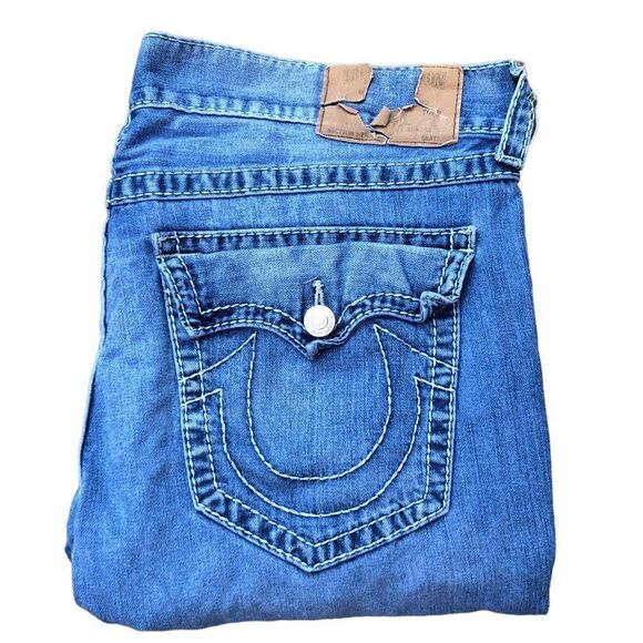 RARE True Religion Jeans Size 40 STRAIGHT FLAP T Blue - Picture 1 of 9